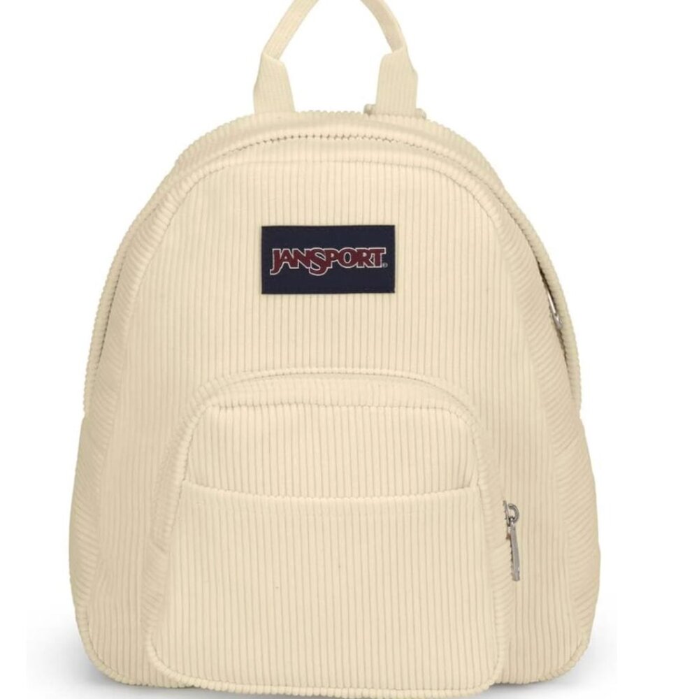 JanSport Half Pint Mini Backpack Off-White (Coconut) Corduroy. Like new